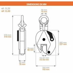 APPAREIL DE LEVAGE - MATISERE Pince De Levage Vertical - 3000kg - CL30 -Treuil, cric, palan et accessoires Soldes Boutique 7307958 3