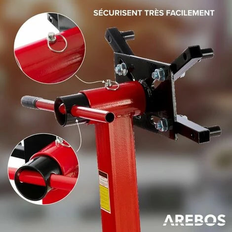 AREBOS Support Moteur | Support De Boîte De Vitesses | Moteur 570 Kg | Béquille De Montage | 360° Pivotant | Rouge | Sur Roulement à Billes | Robuste - Rouge 5 AREBOS Support Moteur | Support De Boîte De Vitesses | Moteur 570 Kg | Béquille De Montage | 360° Pivotant | Rouge | Sur Roulement à Billes | Robuste - Rouge – Image 5