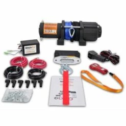 WinchPro - Treuil Électrique 12V 2000kg/4500lbs, 15m De Corde Synthétique Dyneema, 2 Télécommandes (1 Sans Fil, 1 Câble), Plaque De Montage, Idéal Pour Atv, Buggies, Remorques, Quads