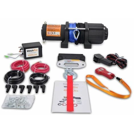 WinchPro - Treuil Électrique 12V 2000kg/4500lbs, 15m De Corde Synthétique Dyneema, 2 Télécommandes (1 Sans Fil, 1 Câble), Plaque De Montage, Idéal Pour Atv, Buggies, Remorques, Quads 1 WinchPro - Treuil Électrique 12V 2000kg/4500lbs, 15m De Corde Synthétique Dyneema, 2 Télécommandes (1 Sans Fil, 1 Câble), Plaque De Montage, Idéal Pour Atv, Buggies, Remorques, Quads