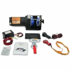 WinchPro - Treuil Électrique 12V 1360kg/3000lbs, Corde Synthétique Dyneema De 12m, 2 Télécommandes (1 Sans Fil, 1 Avec Câble), Plaque De Montage, Idéal Pour Atv, Buggies, Remorques, Quads
