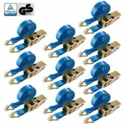 AREBOS 10x Sangle D'Arrimage à Cliquet 800 Kg, 6 M - Bleu