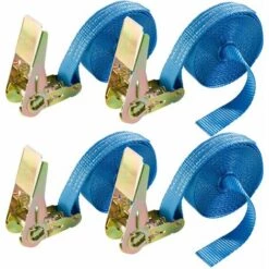 AREBOS 4 X Sangle D'Arrimage | Sangle D'Arrimage |Sangle à Cliquet Sangles | Pour Transport Moto | Camion Sangle Arrimage | Courroies De Tension Pour Camping-car | 6m X 25mm | 800 DaN | En Une Partie - Bleu